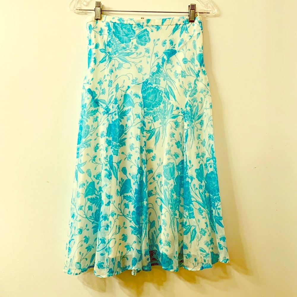 Romantic flare silk Louis Feraud floral skirt